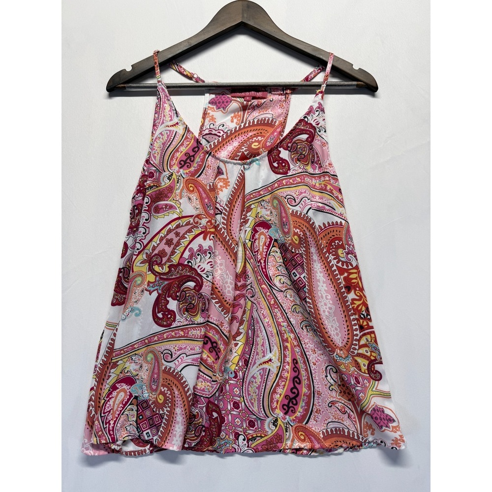 Rose & Thyme Camisole Tank Top Womens Small Multi Paisley Print Adjustable Strap